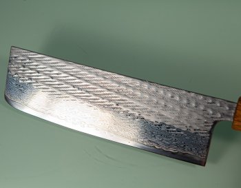 Tsunehisa AUS10 Nawame Damascus Wa-Nakiri 165mm burnt Oak