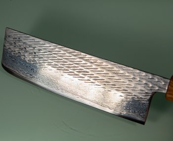 Tsunehisa AUS10 Nawame Damascus Wa-Nakiri 165mm burnt Oak