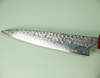 Tsunehisa Geppaku polished G3 Tsuchime Damascus Wa-Petty 140mm