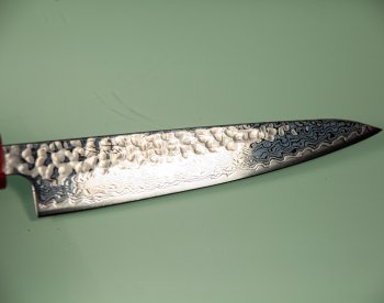 Tsunehisa Geppaku polished G3 Tsuchime Damascus Wa-Petty 140mm