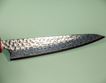 Tsunehisa Geppaku polished G3 Tsuchime Damascus Wa-Petty 140mm