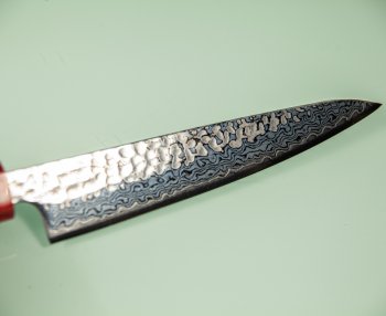 Tsunehisa Geppaku polished G3 Tsuchime Damascus Wa-Petty 140mm