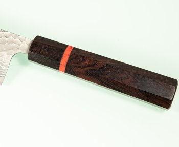Tsunehisa G3 Tsuchime Damascus Wa-Santoku 170mm Ebony/red