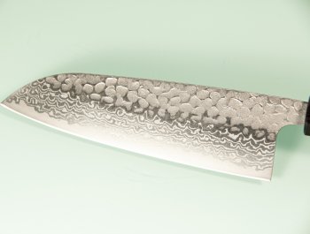 Tsunehisa G3 Tsuchime Damascus Wa-Santoku 170mm Ebony/red