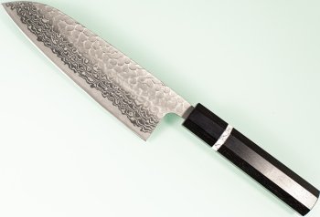 Tsunehisa G3 Tsuchime Damascus Wa-Santoku 170mm Ebony/white