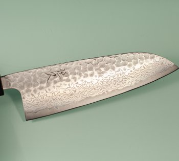 Tsunehisa G3 Tsuchime Damascus Wa-Santoku 170mm Ebony/white
