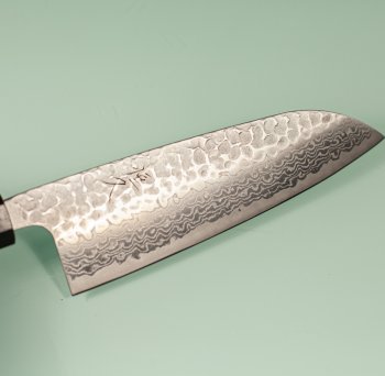 Tsunehisa G3 Tsuchime Damascus Wa-Santoku 170mm Ebony/white