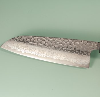 Tsunehisa G3 Tsuchime Damascus Wa-Santoku 170mm orange stabilisiert/B�ffelhorn