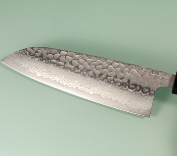 Tsunehisa G3 Tsuchime Damascus Wa-Santoku 170mm orange stabilisiert/B�ffelhorn