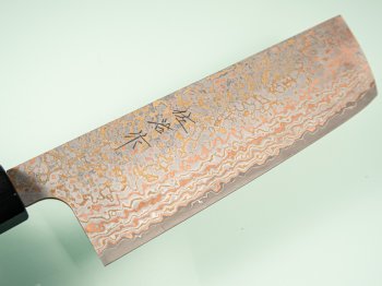 Takeshi Saji VG10 Gold Damascus Wa-Nakiri 160mm orange stabilisiert/B�ffelhorn