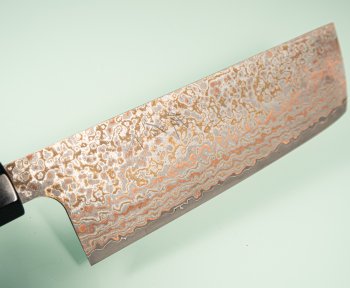 Takeshi Saji VG10 Gold Damascus Wa-Nakiri 160mm orange stabilisiert/B�ffelhorn