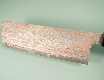 Takeshi Saji VG10 Gold Damascus Wa-Nakiri 160mm orange stabilisiert/B�ffelhorn