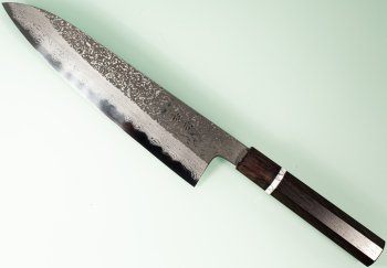 Masuda Yoshihide Blue 1 Damascus Kurouchi Wa-Gyuto 220mm Ebenholz