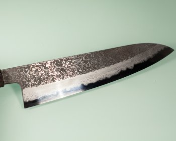 Masuda Yoshihide Blue 1 Damascus Kurouchi Wa-Gyuto 220mm Ebenholz