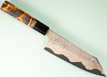 Hatsukokoro X Nigara Irodori Rainbow Damascus Kurozome Wa-Bunka 170mm