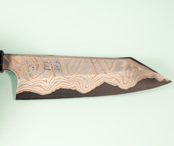 Hatsukokoro X Nigara Irodori Rainbow Damascus Kurozome Wa-Bunka 170mm