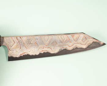 Hatsukokoro X Nigara Irodori Rainbow Damascus Kurozome Wa-Kiritsuke 200mm