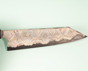 Hatsukokoro X Nigara Irodori Rainbow Damascus Kurozome Wa-Kiritsuke 200mm