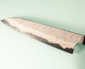 Hatsukokoro X Nigara Irodori Rainbow Damascus Kurozome Wa-Gyuto 200mm