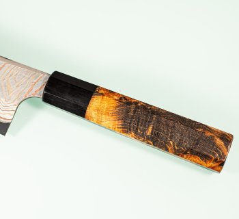 Hatsukokoro X Nigara Irodori Rainbow Damascus Kurozome Wa-Kiritsuke 230mm