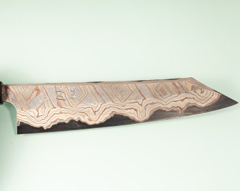Hatsukokoro X Nigara Irodori Rainbow Damascus Kurozome Wa-Kiritsuke 230mm