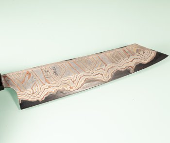 Hatsukokoro X Nigara Irodori Rainbow Damascus Kurozome Wa-Kiritsuke 230mm