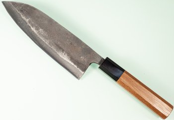 Hatsukokoro Kurogane Blue2 Kurouchi Wa-Santoku 170mm Teak
