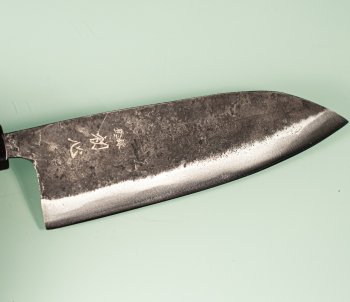 Hatsukokoro Kurogane Blue2 Kurouchi Wa-Santoku 170mm Teak