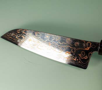 Tsukasa Hinoura VS2 Colour Damascus Santoku 175mm