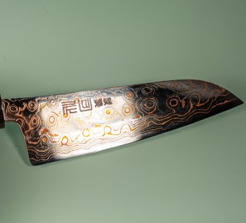 Tsukasa Hinoura VS2 Colour Damascus Santoku 175mm
