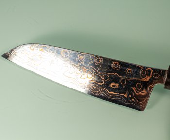 Tsukasa Hinoura VS2 Colour Damascus Santoku 175mm