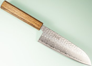 Tsunehisa G3 Tsuchime Damascus Wa-Santoku 170mm Oak
