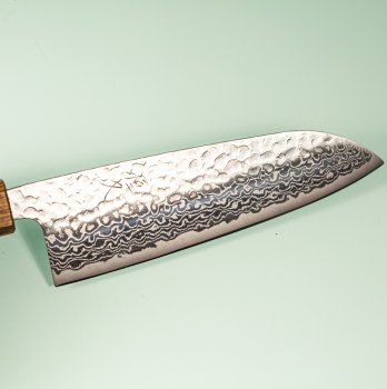 Tsunehisa G3 Tsuchime Damascus Wa-Santoku 170mm Oak