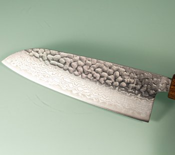 Tsunehisa G3 Tsuchime Damascus Wa-Santoku 170mm Oak