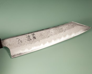 Hatsukokoro X Nigara Ryusui Aogami 2 Nashiji Damascus Wa-Kiritsuke 230mm Mono Ebony