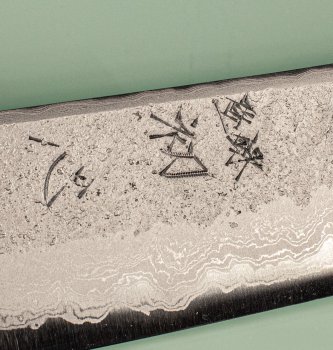Hatsukokoro X Nigara Ryusui Aogami 2 Nashiji Damascus Wa-Kiritsuke 230mm Mono Ebony