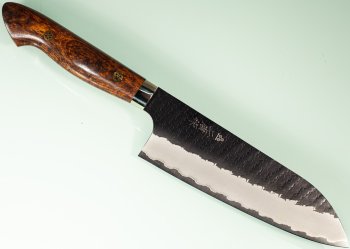 Nigara R2 Kurouchi Tsuchime Santoku 170mm Ironwood
