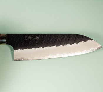Nigara R2 Kurouchi Tsuchime Santoku 170mm Ironwood