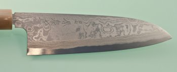 Blue 1 Damascus Santoku 180mm helles Bffelhorn V1