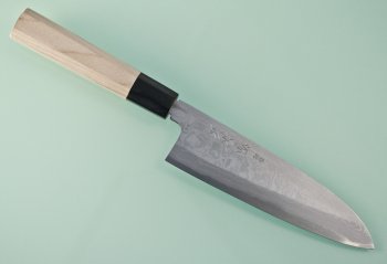 Blue 1 Damascus Santoku 180mm dunkles Bffelhorn V2