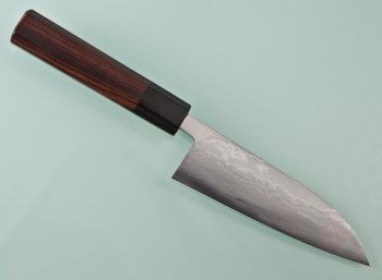 Moritaka Aogami Supreme Damascus Santoku 130mm octagonal