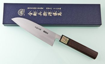 Moritaka Aogami Supreme Damascus Santoku 150mm octagonal