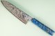 Hatsukokoro Ginga ATS-34 Nickel Damascus Wa-Santoku 185mm blau stabilisiert