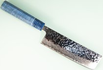 Tsunehisa AUS10 Tsuchime Damascus Wa-Nakiri 165mm blau stabilisert