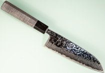 Tsunehisa AUS10 Tsuchime Damascus Wa-Santoku 170mm grau stabilisiert/Bffelhorn