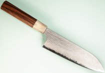 Nigara VG-XEOS Tsuchime Damascus Wa-Santoku 170mm Rosenholz/helles Bffelhorn