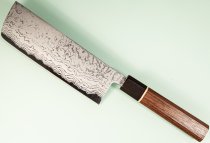 Shiro Kamo AS Damascus Wa-Nakiri 160mm Walnuss/Ahorn/Ebenholz