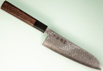 Hatsukokoro Hikari SLD Damascus Kurozome Wa-Santoku 170mm Wenge