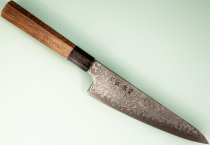 Hatsukokoro Hikari SLD Damascus Kurozome Ko Wa-Santoku 150mm Teak