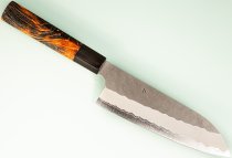 Nigara AS Satin Tsuchime Wa-Santoku 170mm orange stabilisiert/Bffelhorn